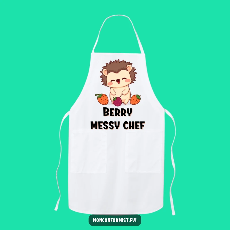 Funny Hedgehog Berry Apron: Playful Juggling Chef's Gift