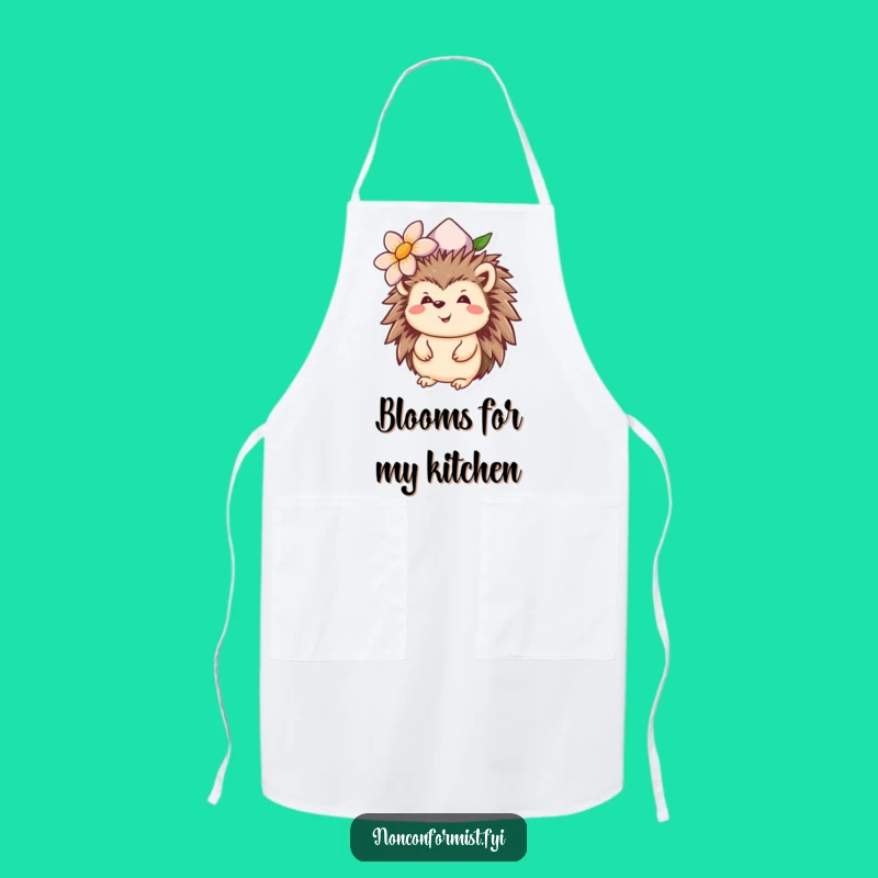 Funny Hedgehog Flower Hat Apron - Cooking Up Smiles with Chef Hedgehog's Quirky Style