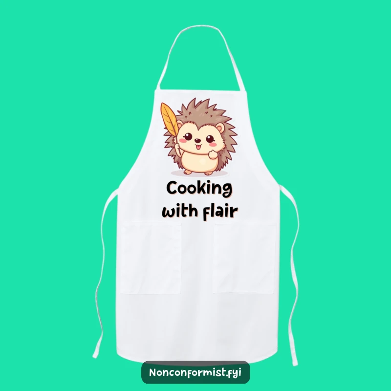 Funny Hedgehog Feather Apron: Proud Character Chef, Kitchen Nature Gift