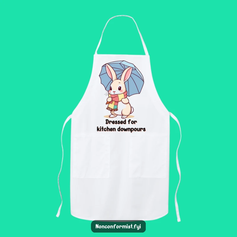 Funny Rabbit Apron: Kitchen Whimsy with Patchwork Scarf Umbrella, Perfect Funny Gift
