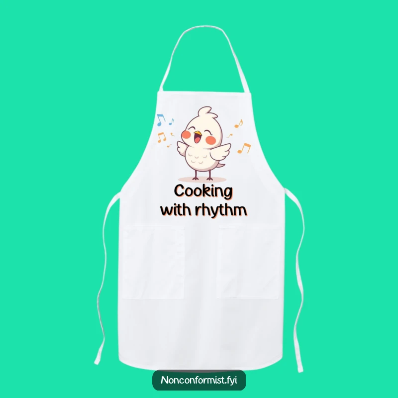 Funny Cute Bird Apron: Musical Rhythm Kitchen - Hilarious Cook Gift
