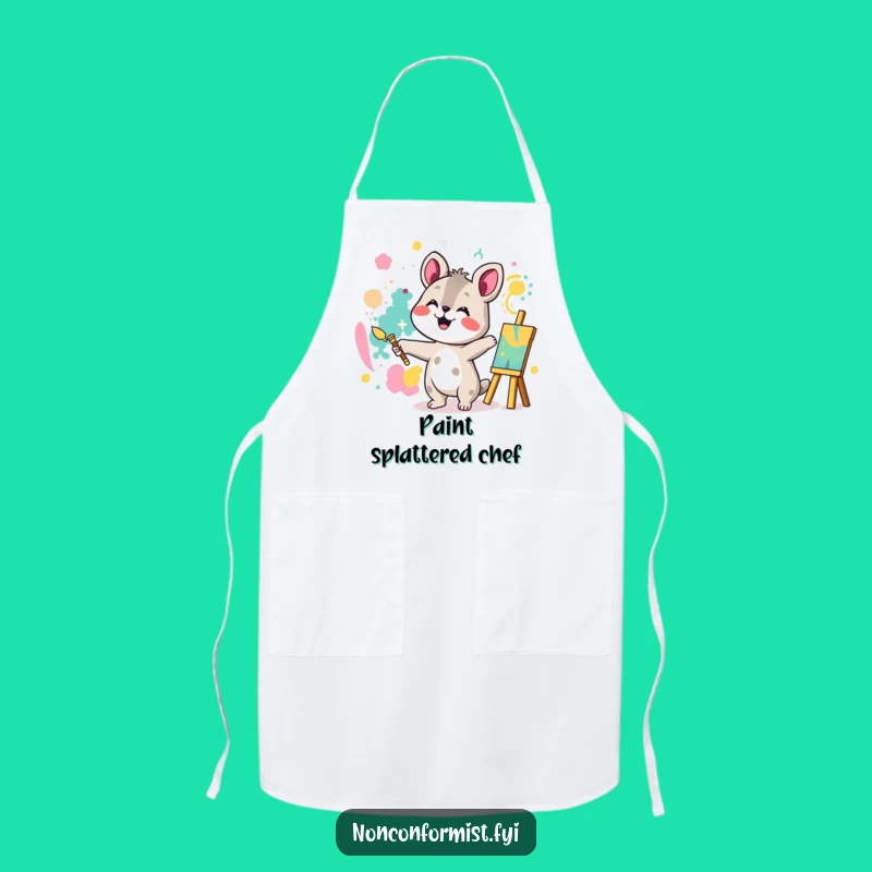 Funny Creative Animal Painting Apron: Joyful Artist Kitchen Style