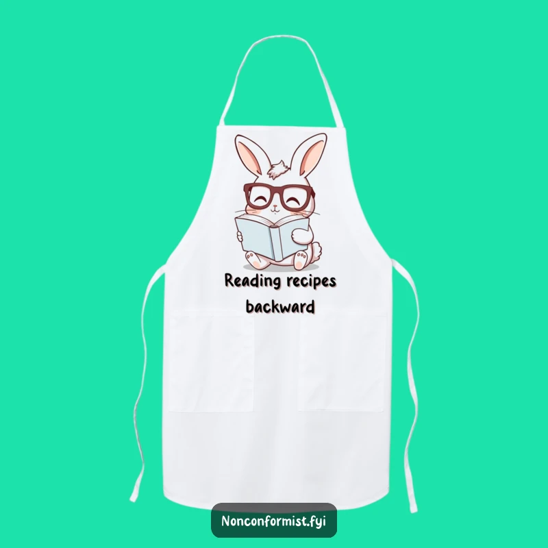 Funny Bunny Reading Apron - Cook Up Stories with This Intellectual Chef Rabbit