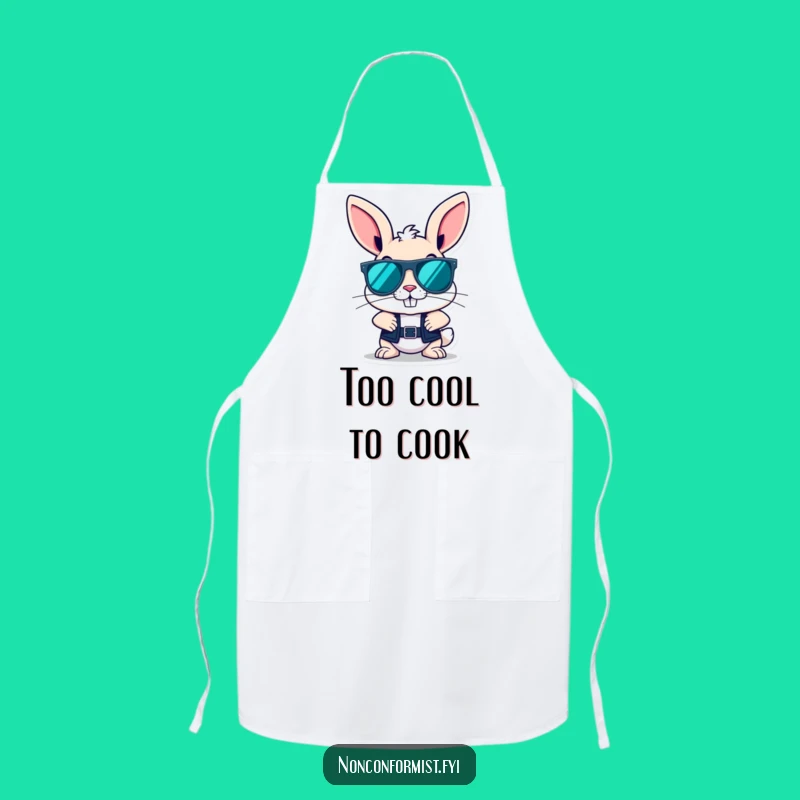 Funny Bunny Sunglasses Apron: Rebellious Character Chef Wear for Kitchen Fun