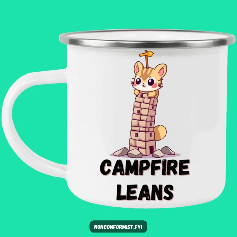 Funny Determined Fox Camping Mug: Leaning Tower Effort for Outdoor Adventures Gift
