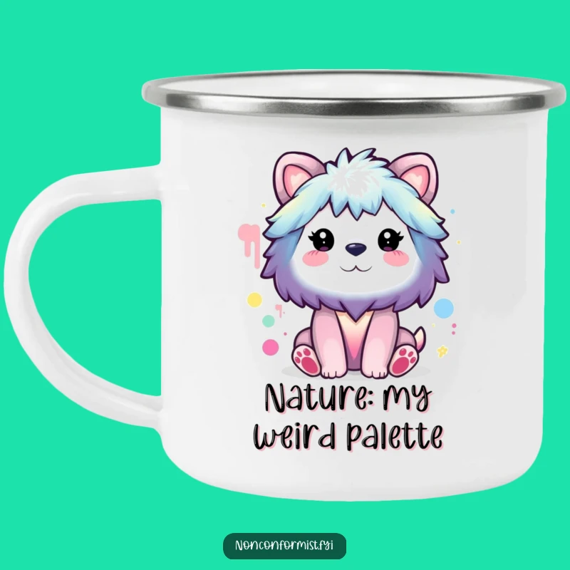 Funny Animal Rainbow Painter Camping Mug: Artistic Sips Outdoors