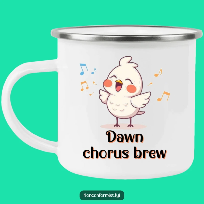Funny Cute Bird Camping Mug: Quirky Melody Adventure - Hilarious Outdoor Gift