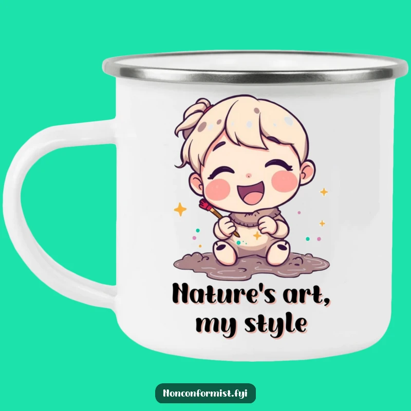 Funny Glitter Mud Artist Camping Mug: Adventure Ready with Joyful Art, Ideal Funny Gift