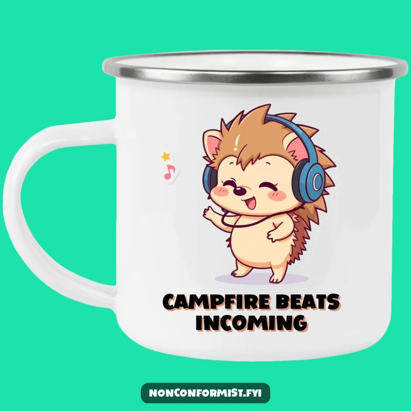 Funny Hedgehog Dancing Camping Mug: Your Musical Companion Outdoors