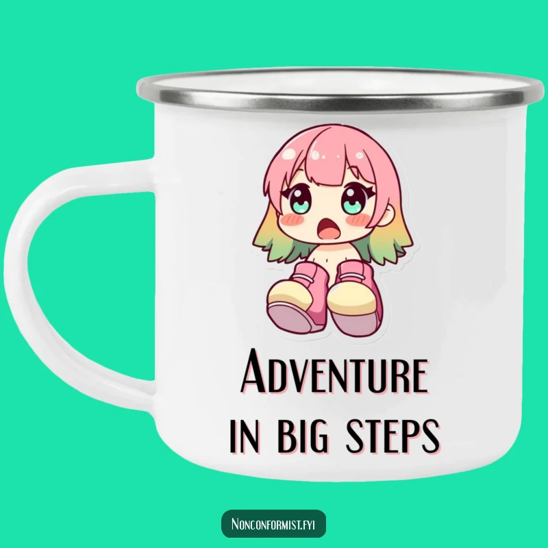 Funny Surprised Shoe Character Camping Mug: Adventure Ready with Big Foot Fun, Ideal Funny Gift