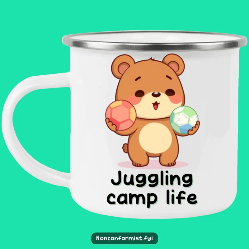 Funny Juggling Bear Camping Mug: Adventure Brewed with Humor!