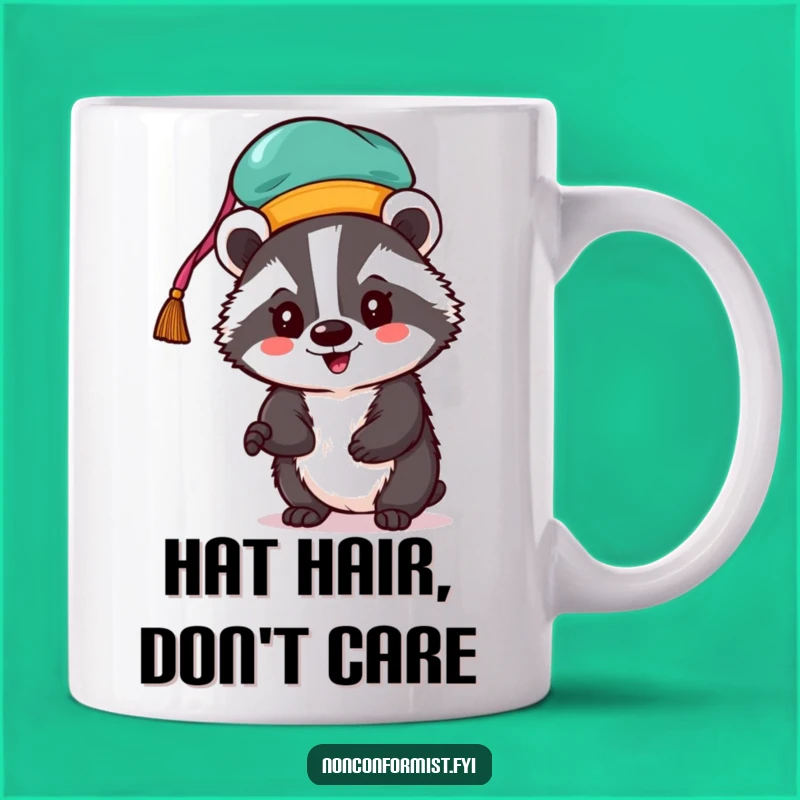 Funny Badger Hat Mug: Enthusiasm in Every Sip!