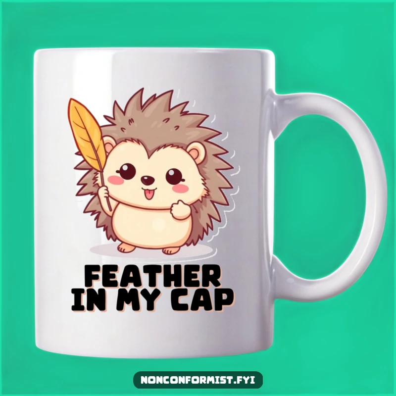 Funny Hedgehog Feather Mug: Proud Character, Unique Gift for Nature Lovers