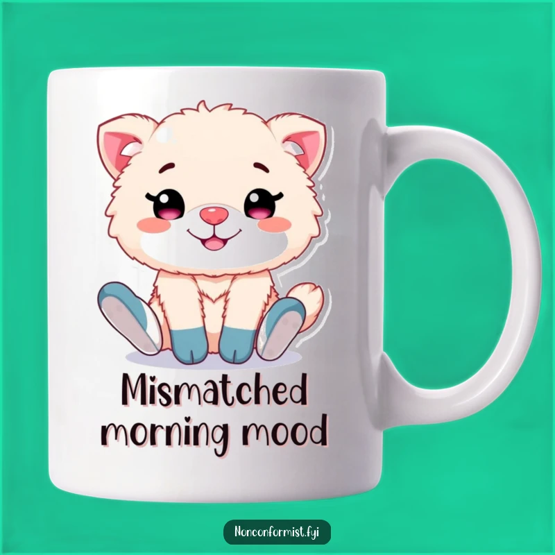 Funny Mismatched Socks Animal Mug: Cute Fluffy Character Proud Gift