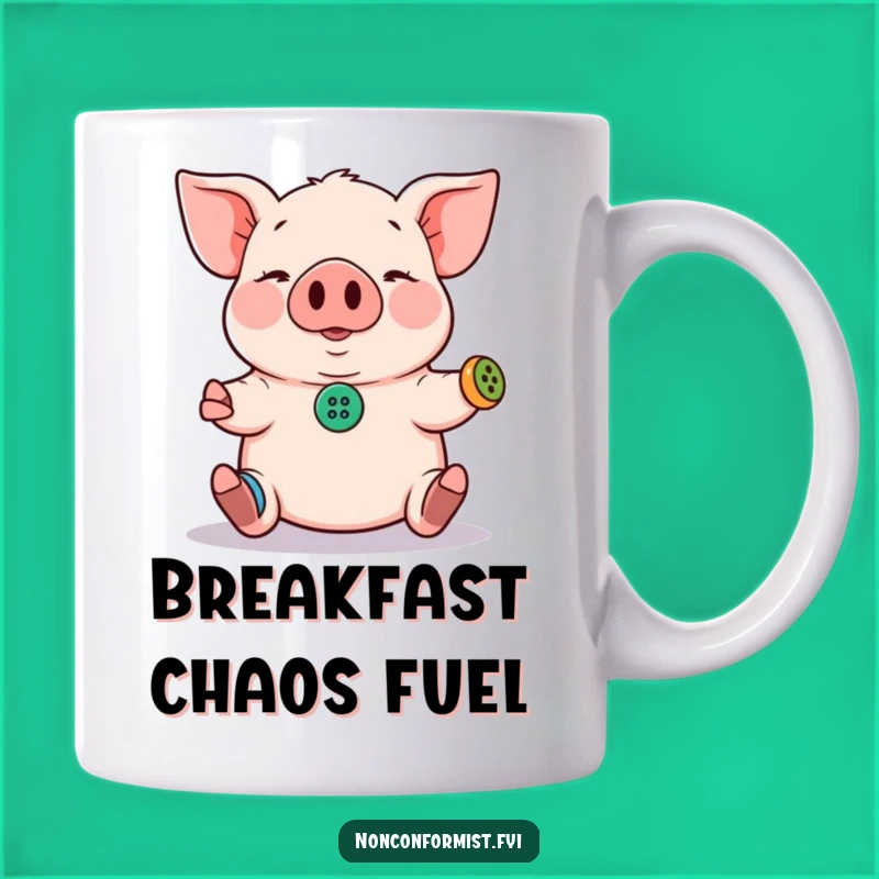 Funny Pig Mug: Juggling Buttons Design, Perfect Clumsy Gift