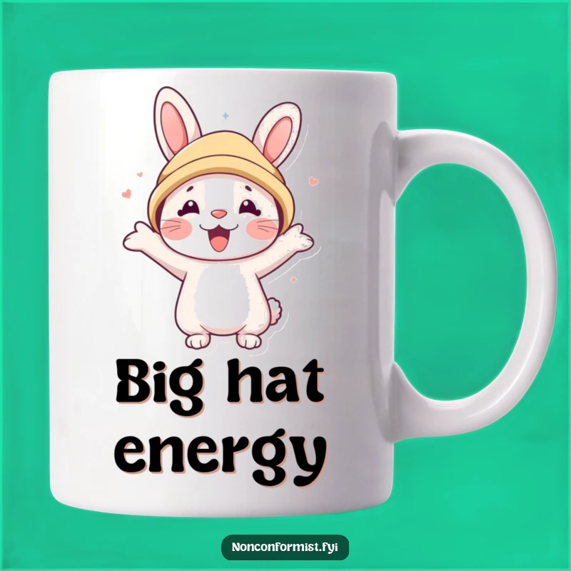 Funny Rabbit Bear Hat Mug: Cute Character, Hilarious Gift for Animal Lovers
