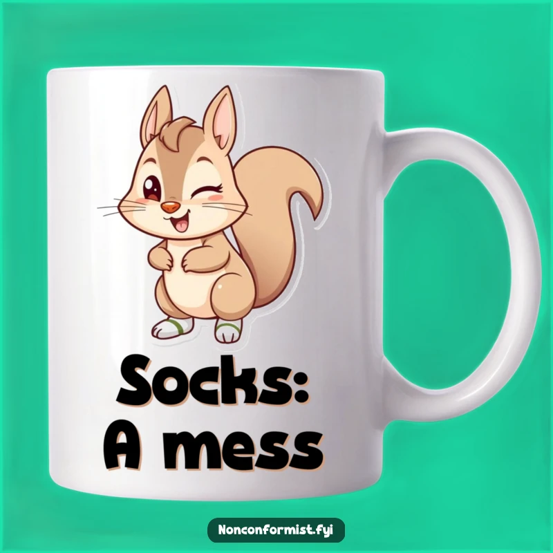 Funny Squirrel Socks Mug: Mischievous Character Gift for a Witty Sip