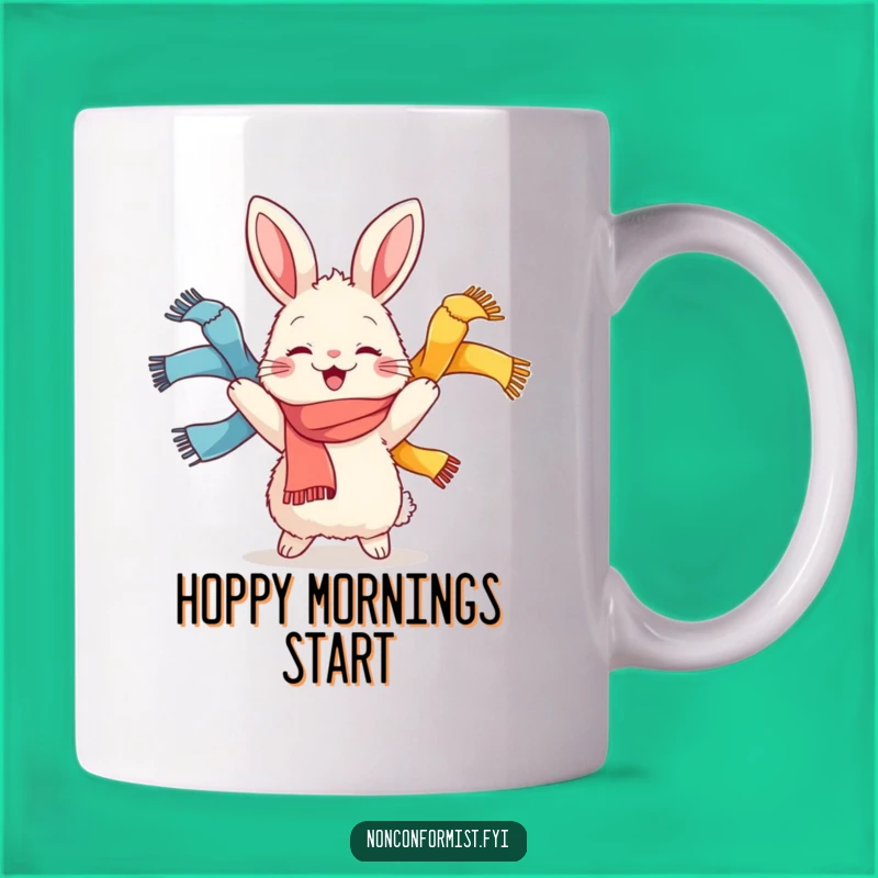 Funny Rabbit Juggling Scarves Mug: Joyful Acrobat Character Gift