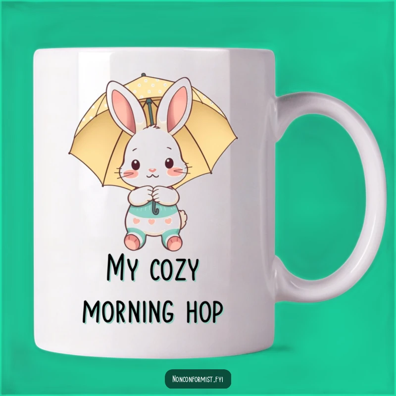 Funny Shy Bunny Mug: Mismatched Socks & Umbrellas, a Hilarious Gift