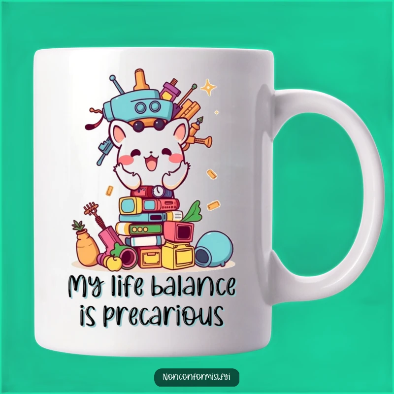 Funny Animal Builder Mug: Unconventional item tower fun, perfect quirky gift for enthusiasts.