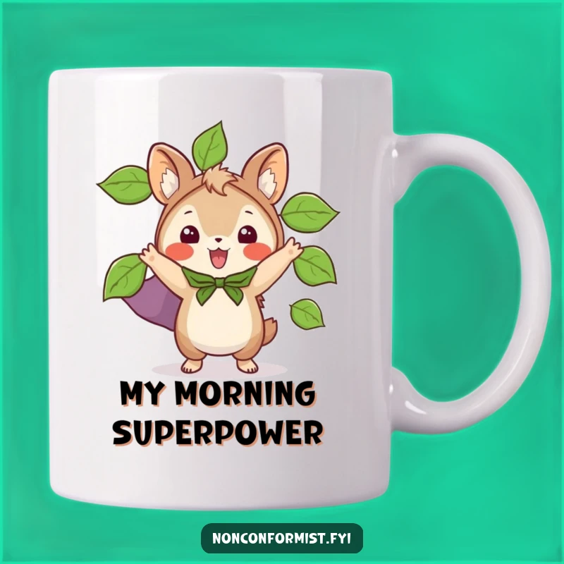 Funny Leaf Cape Animal Mug: Nature hero fun, perfect quirky gift for outdoorsy folks.