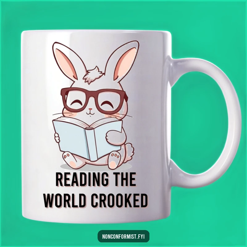Funny Bunny Reading Mug - Quirky Intellectual Rabbit Gift for Book Lovers