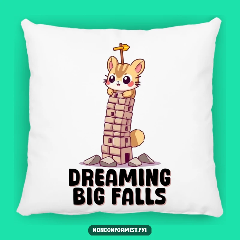 Funny Determined Rabbit Pillow: Leaning Tower Build Design for a Cozy, Determined Gift