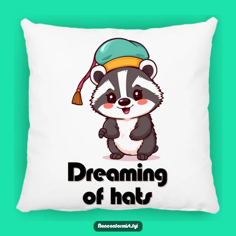 Funny Badger Hat Pillow: Cozy Comfort with a Splash of Fun!