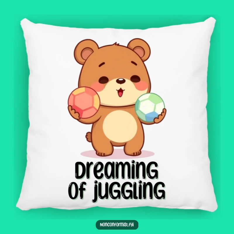 Funny Juggling Bear Pillow: Cozy Comfort & Cute Charm!