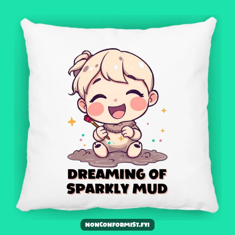 Funny Glitter Mud Artist Pillow: Cuddle Up with Joyful Comfort, Comfy Funny Gift