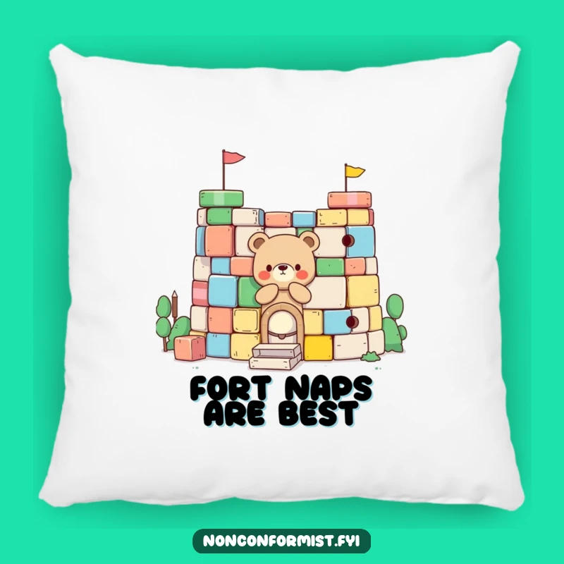 Funny Little Bear Pillow: Cozy Fort Building Comfort - Adorable & Humorous Gift