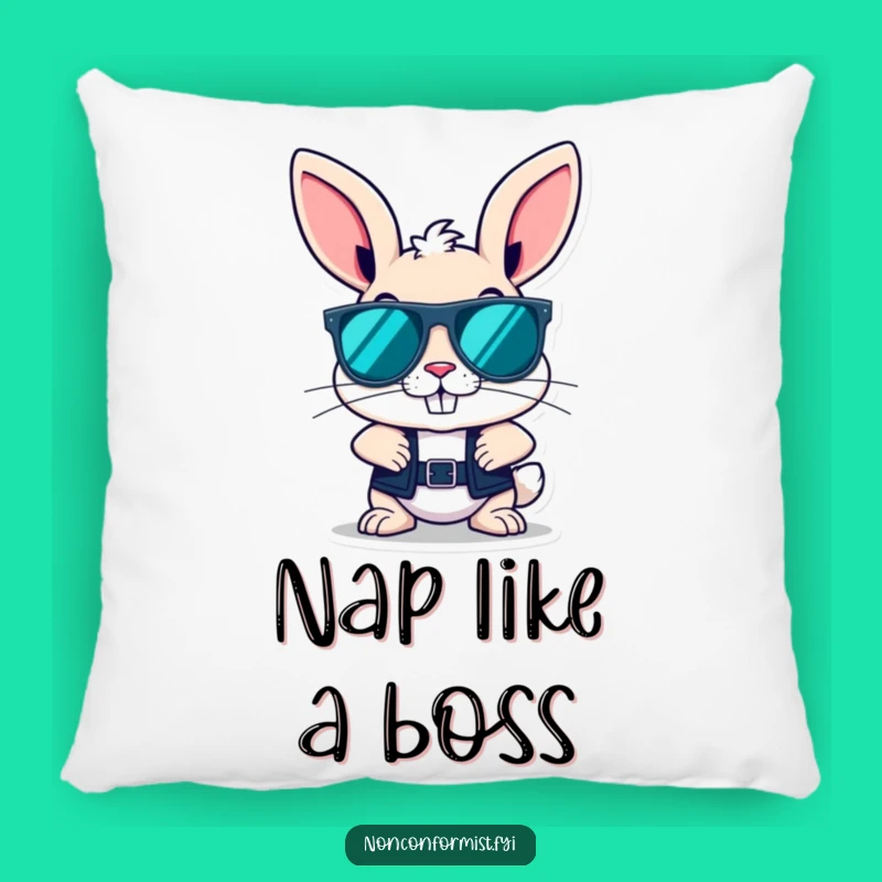Funny Bunny Sunglasses Pillow: Cozy Rebellious Character Accent for Your Sofa