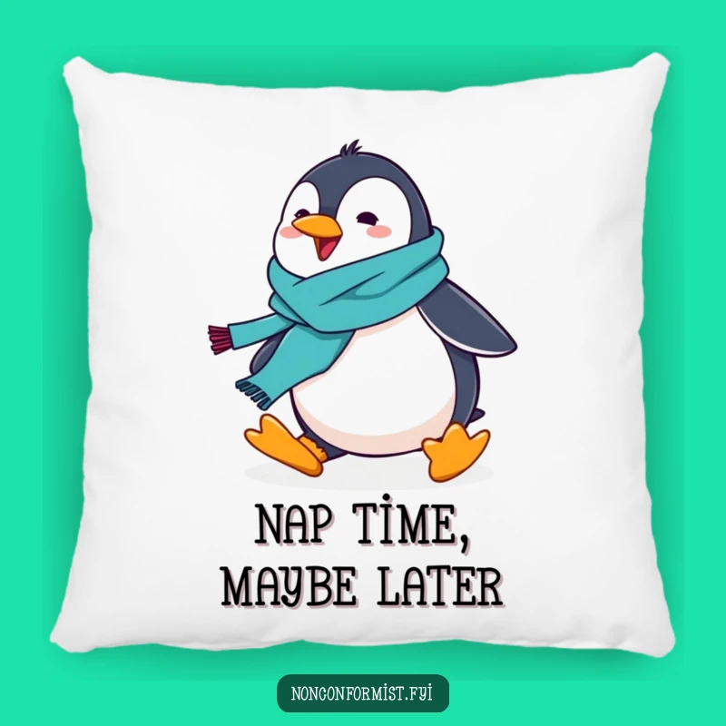 Funny Penguin Scarf Pillow: Cozy & Hilarious Tripping Design for Comfy Laughs
