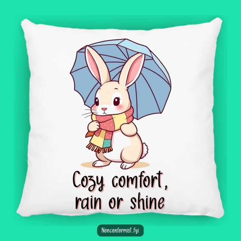 Funny Rabbit Pillow: Cozy Patchwork Scarf Umbrella Accent, Adorable Funny Gift Cushion