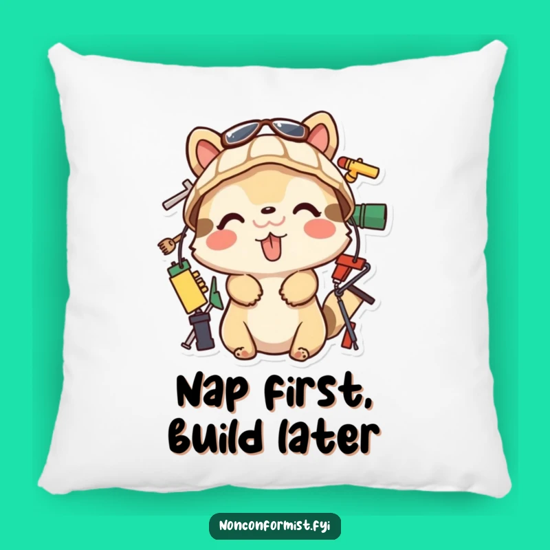 Funny Tongue-Out Builder Pillow: Cuddle Up with This Playful Animal, Comfy Funny Gift