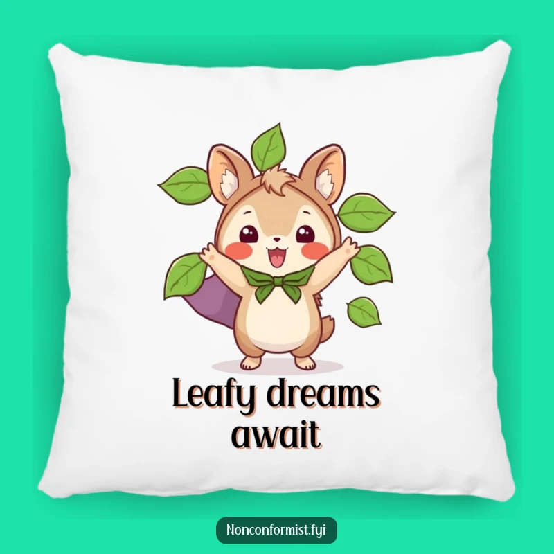 Funny Leaf Cape Animal Pillow: Cozy comfort, nature hero theme, ideal accent gift.