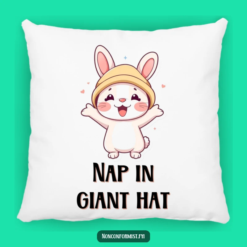 Funny Rabbit Bear Hat Pillow: Comfy Cute Character, Adorable Decor Gift