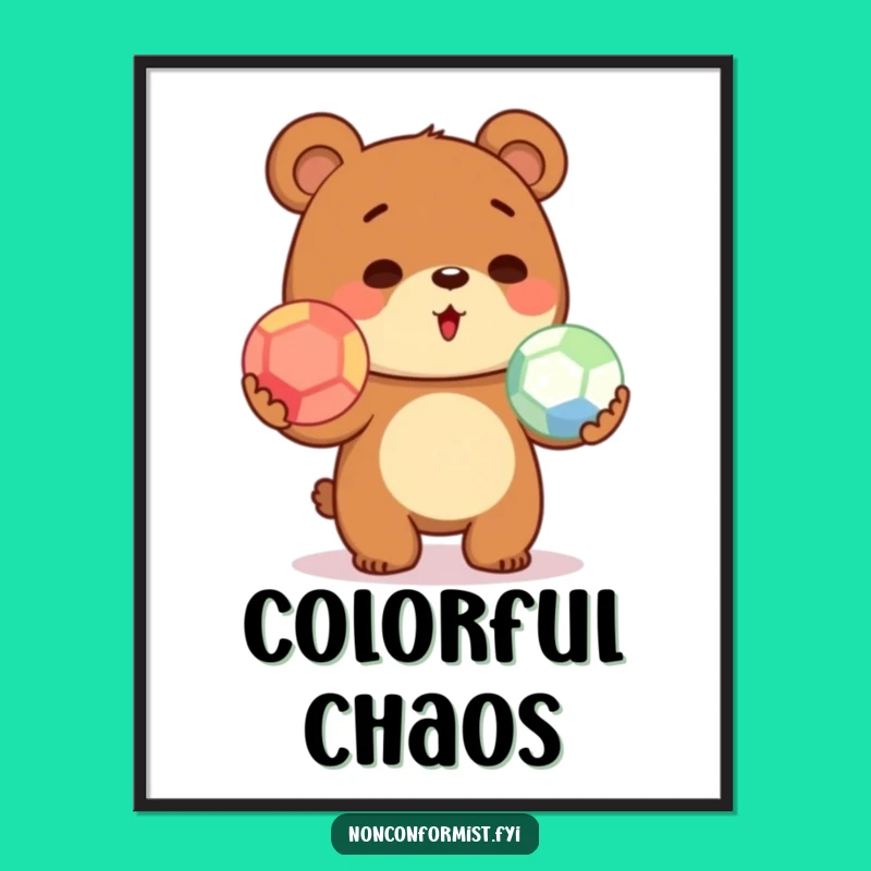 Funny Juggling Bear Digital Art: Instant Whimsy for Your Walls!