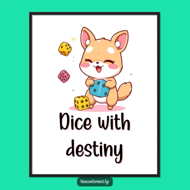 Funny Dice Juggling Animal Digital Print: Instant Joy for Your Walls