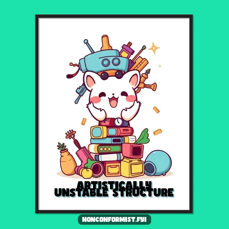 Funny Animal Builder Digital Art: Hilarious stacking design, perfect quirky printable gift.