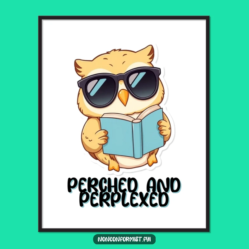 Funny Owl Sunglasses Digital Print - Instant Cool Wall Art for Readers