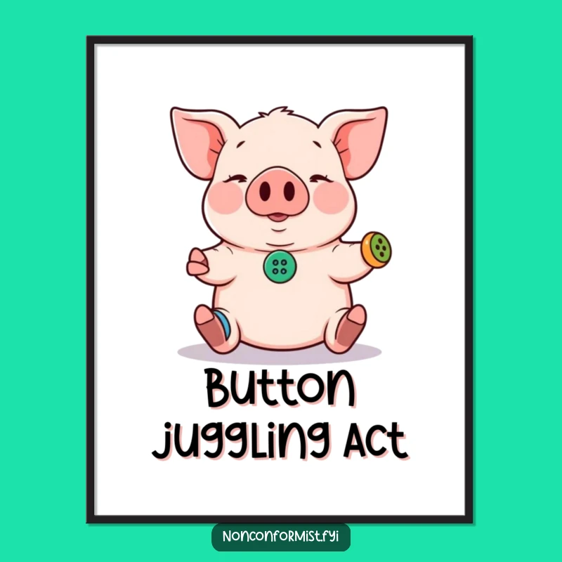 Funny Pig Digital Art: Juggling Act for Instant Humorous Decor