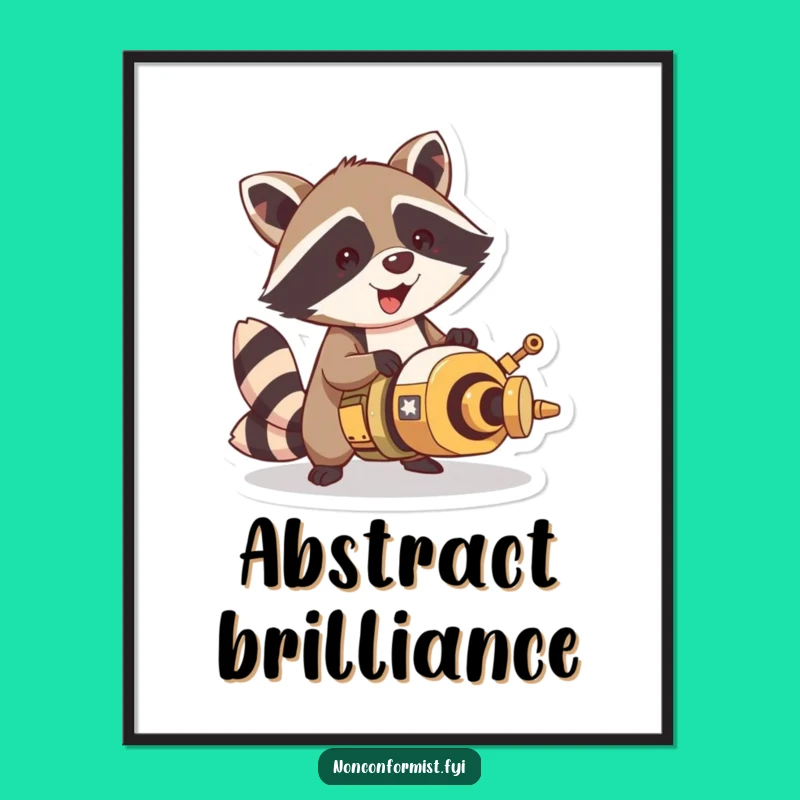 Funny Raccoon Contraption Digital Art: Instant Laughs for Your Walls!