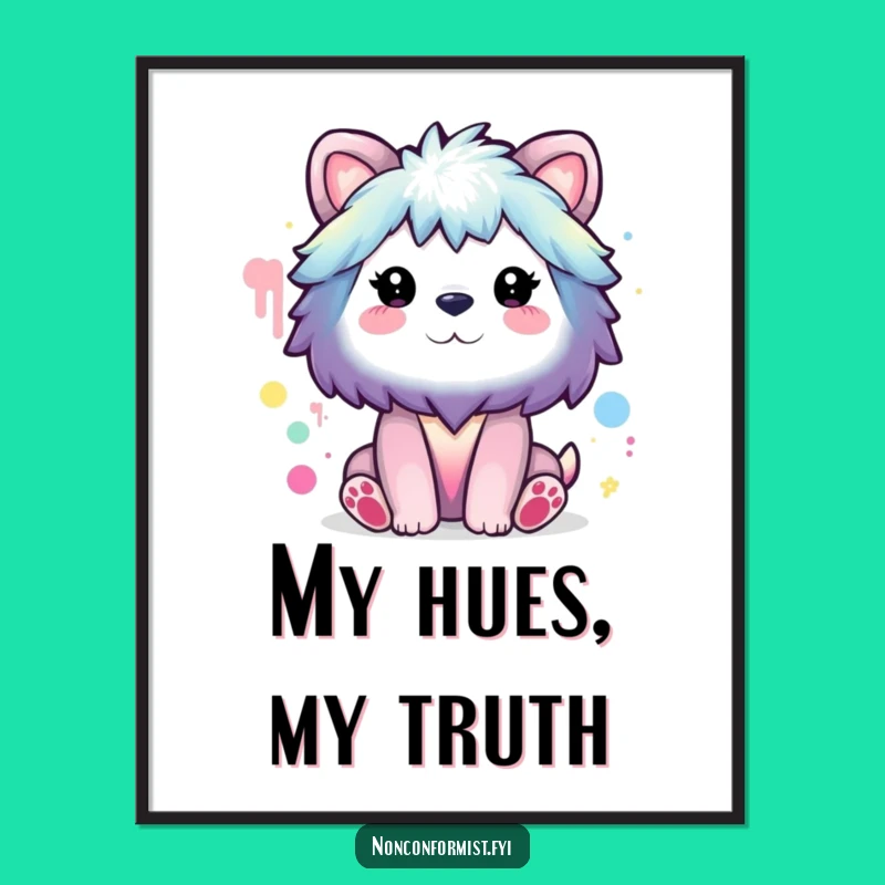 Funny Animal Rainbow Painter Digital Art: Unconventional Decor for a Humorous Space