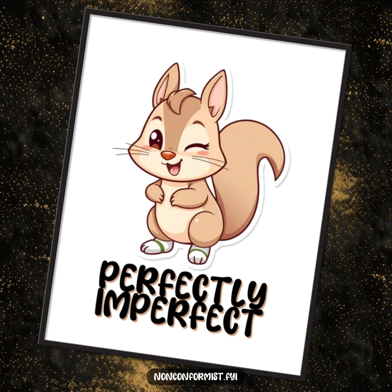 Funny mischievous squirrel winking and wearing mismatched socks, presented as a downloadable digital art file.