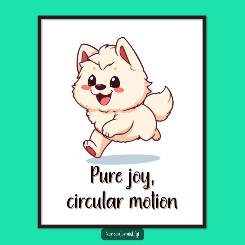 Funny Dog Tail Art Print: Energetic Pup Humor, Humorous Gift Download