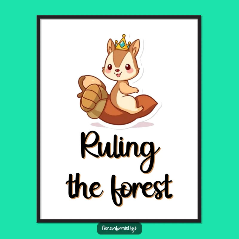 Funny Squirrel King Digital Art - Majestic Acorn Ride Download - Humorous Gift