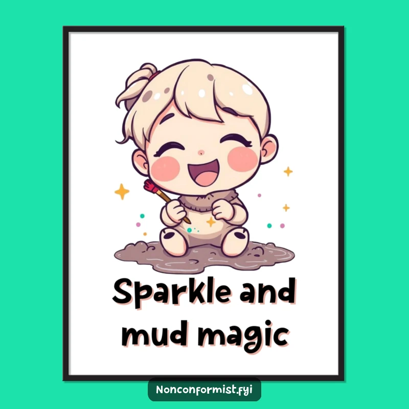 Funny Glitter Mud Artist Digital Art: Downloadable Joyful Art, Perfect Funny Gift