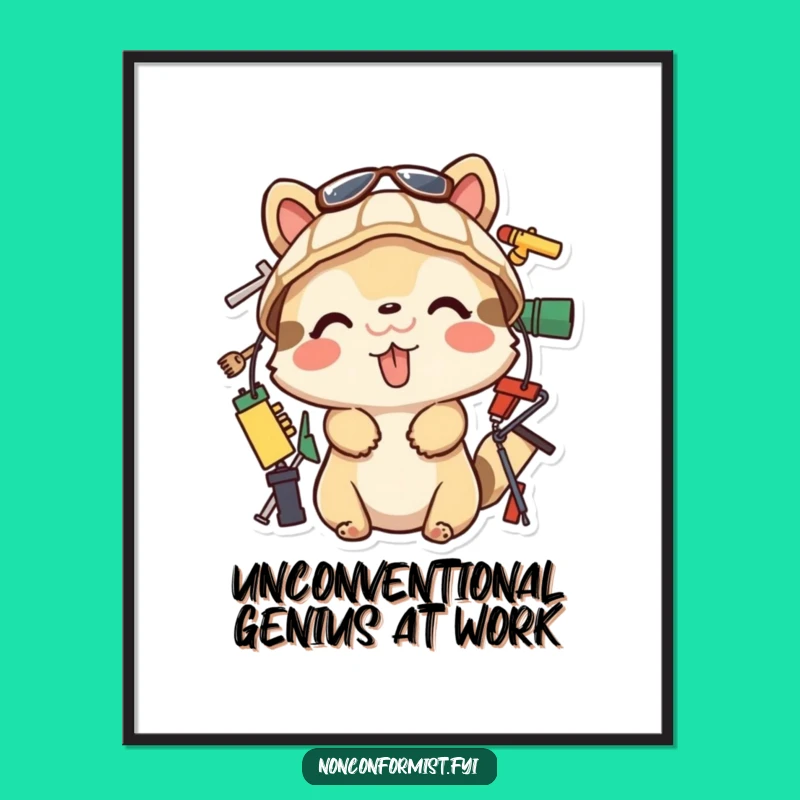 Funny Tongue-Out Builder Digital Art: Downloadable Playful Animal Art, Ideal Funny Gift