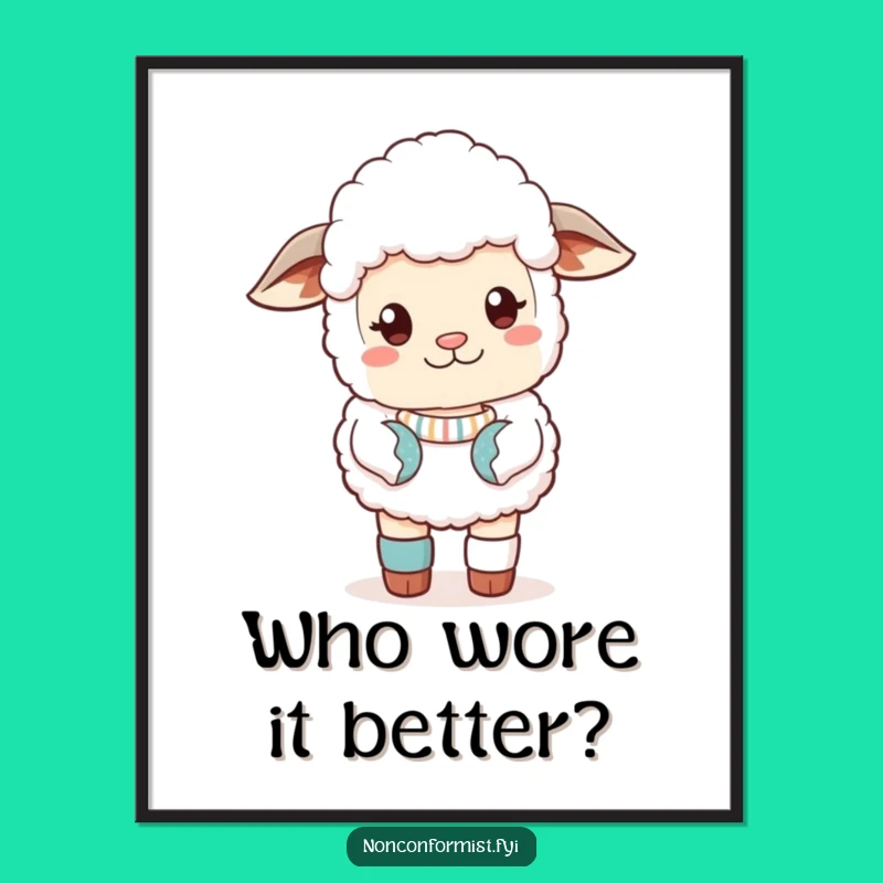 Funny Sassy Sheep Digital Print: Instant Quirky Art Funny Gift